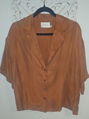 SANCIA Rust Button-Front Blouse Size M